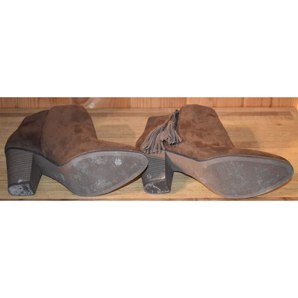 MERONA Faux Suede Boots Brown with Fringe Women's Size 11 Cowgirl Boho Western - Picture 5 of 5